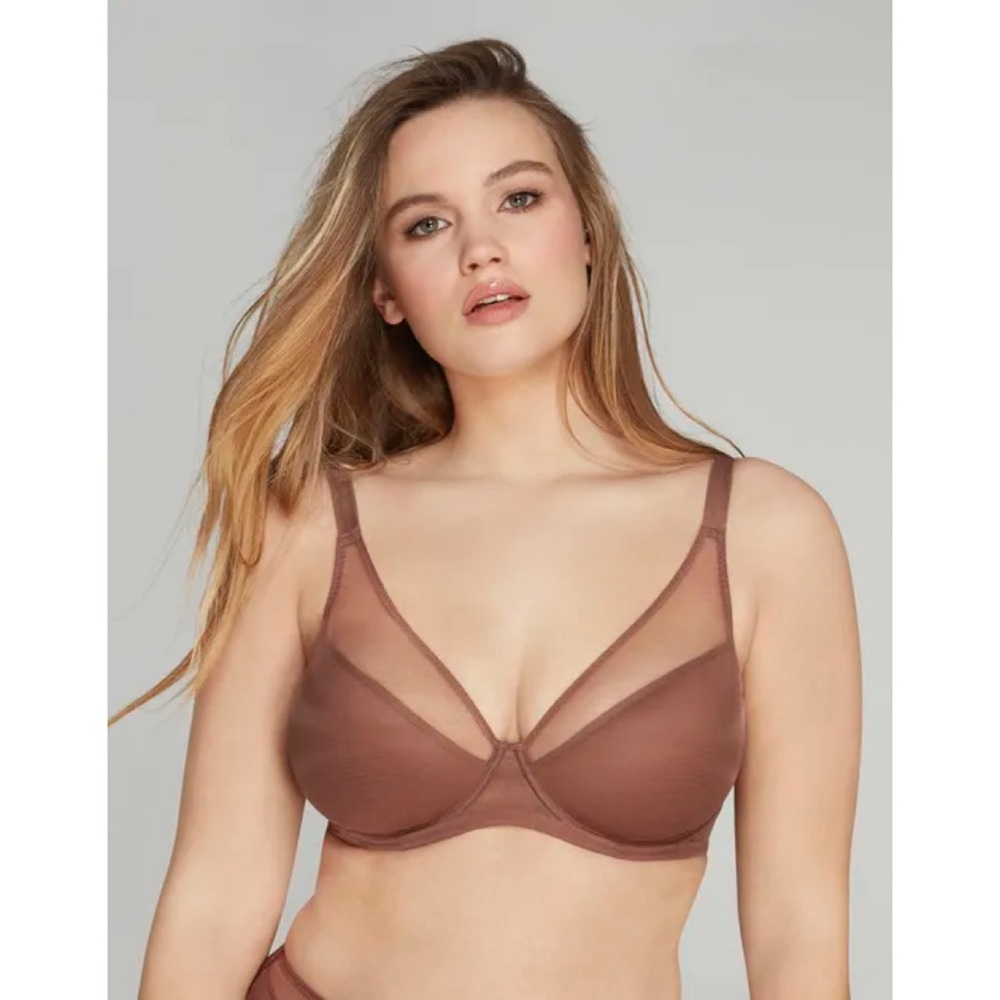 Agent Provocateur Lucky Padded Plunge Underwired Bra mocha brown